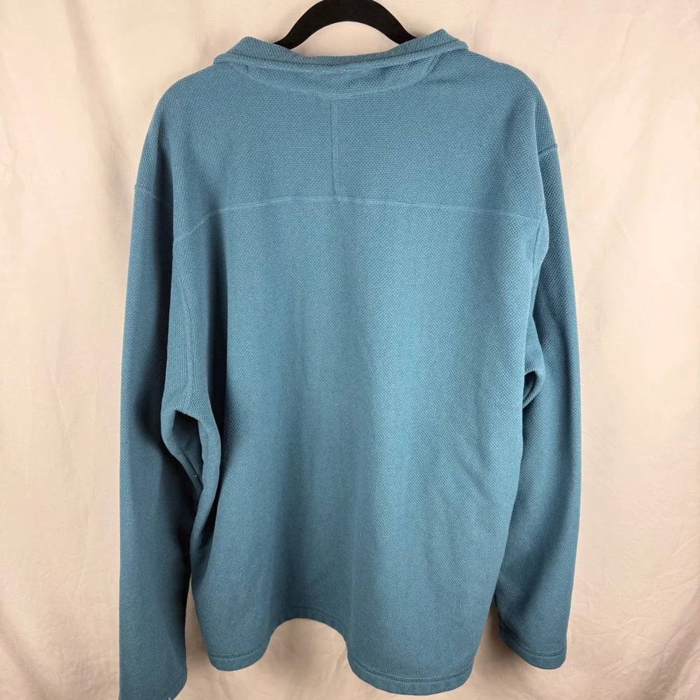 The North Face Men's Teal Blue Waffle Knit Fleece Lined Quarter Zip Size XXL